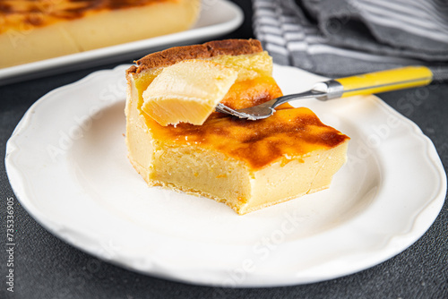 flan cake sweet dessert baking tasty fresh eating cooking meal food snack on the table copy space food background rustic top view