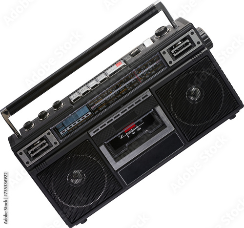 Foto Vintage Black Boombox Tape Cassette - Ready to use PNG Cutout Isolated Image
