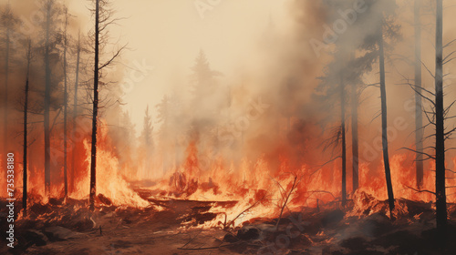 Natural Disaster, Forest Fire, Wildfires. © dekzer_ai