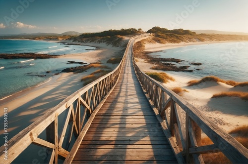 a rustic wooden bridge on the beach © Meeza
