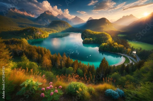 a turquoise lake surrounded by breathtaking nature
