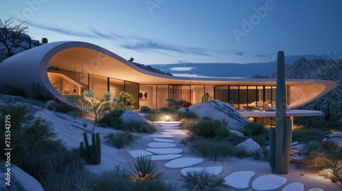 Designed to mimic the shapes and colors of the desert landscape its situated in this house seamlessly blends into its surroundings creating an oasislike retreat.