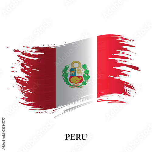 Grunge flag of Peru, brush stroke vector
