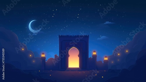 Sky at night full of stars with of Ramadan concept