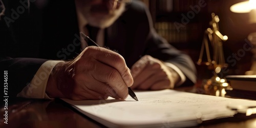 Sealing the Deal. Lawyer-Businessman Signs a Contract with Confidence.