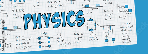 Notes on exercises, physics formulas and equations, uniform rectilinear motion, statics, electromagnetism, electrical circuits, friction force, energy, angular velocity, on a grid sheet