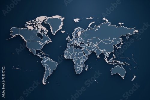 Highly detailed world map vector illustration with capitals, landmarks, and oceans