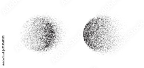 Gradient, gradation circle, grain noise texture abstract background. Black grain gradient blend mesh of noise dots. Blur shapes, abstract grain noise. Vector illustration
