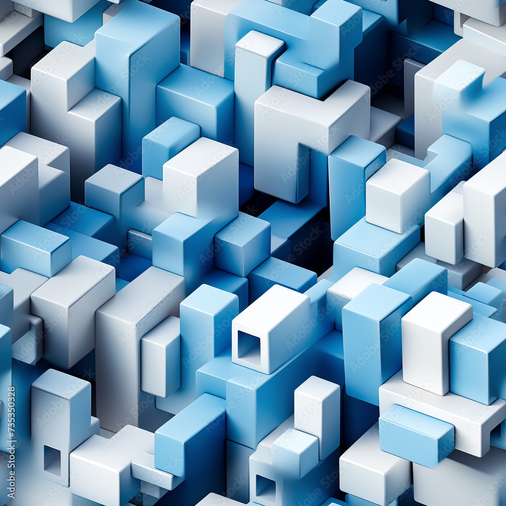 Seamless abstract geometric background with 3d cubes in white and blue colors. Seamless abstract geometric background with 3d cubes in white and blue colors.