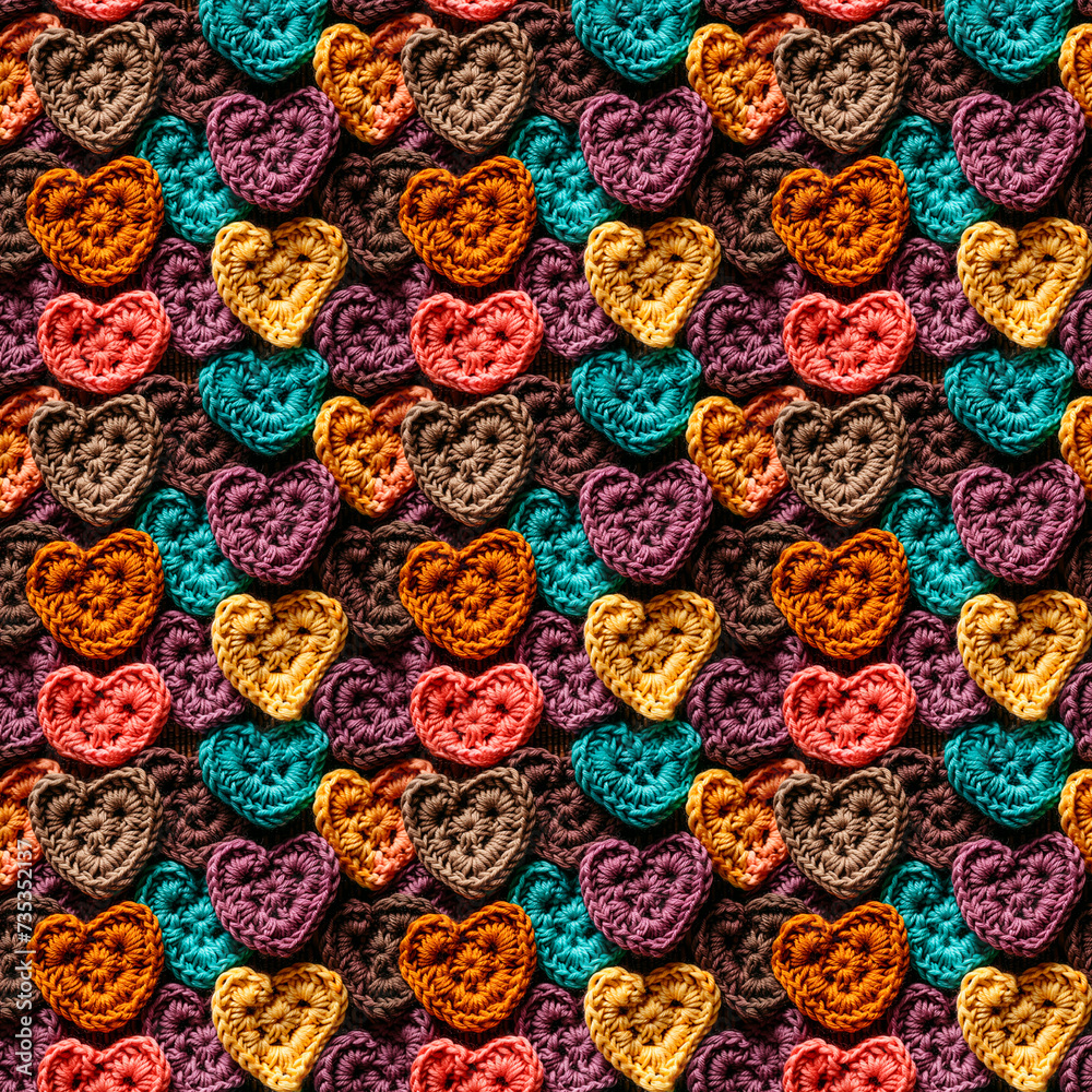 Heart Shape Embroidery Crochet Tile Pattern Background
