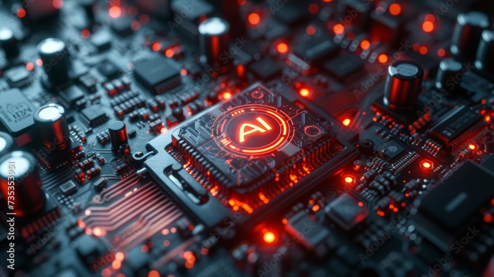 Computer Processor Artificial Intelligence diffuse magic light Red Computer Processor Artificial Intelligence diffuse magic light Red