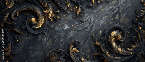 Abstract Black Swirl with Golden Highlights © VibrantVisionsStudio