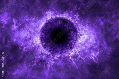 Smoke frame. Mist texture. Paint water swirl. Dimension portal. Purple blue color fog circle cloud vortex abstract art background with copy space.
