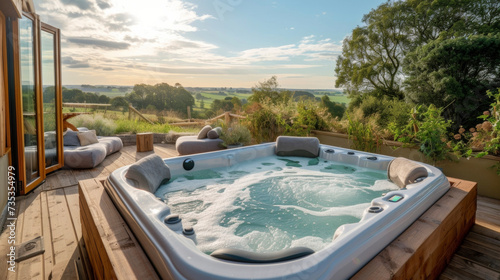 Escape to your own private hideaway with a rooftop terrace boasting a secluded hot tub cozy daybed and uninterrupted views of the rolling countryside.