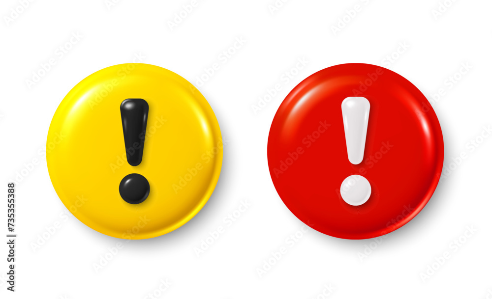 Danger warning 3d icons. Alert, caution or emergency notification symbol. Danger hazard notification. Caution alert notice, triangle warning reminder and emergency attention. Vector illustration Danger warning 3d icons. Alert, caution or emergency notification symbol. Danger hazard notification. Caution alert notice, triangle warning reminder and emergency attention. Vector illustration