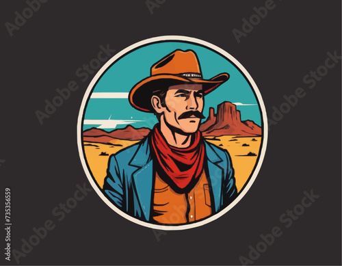 Texas cowboy colorful vintage sticker
