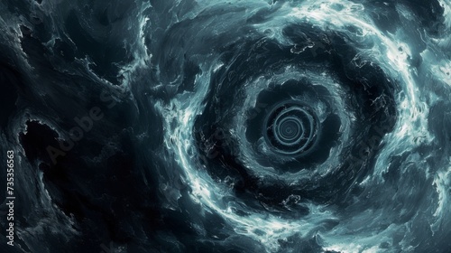 an image of a circular space with spirals in it, in the style of dark sky-blue and dark black 