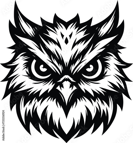 owl head, animal illustration