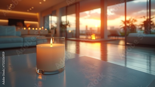 home interior decor with burning candle © Werckmeister