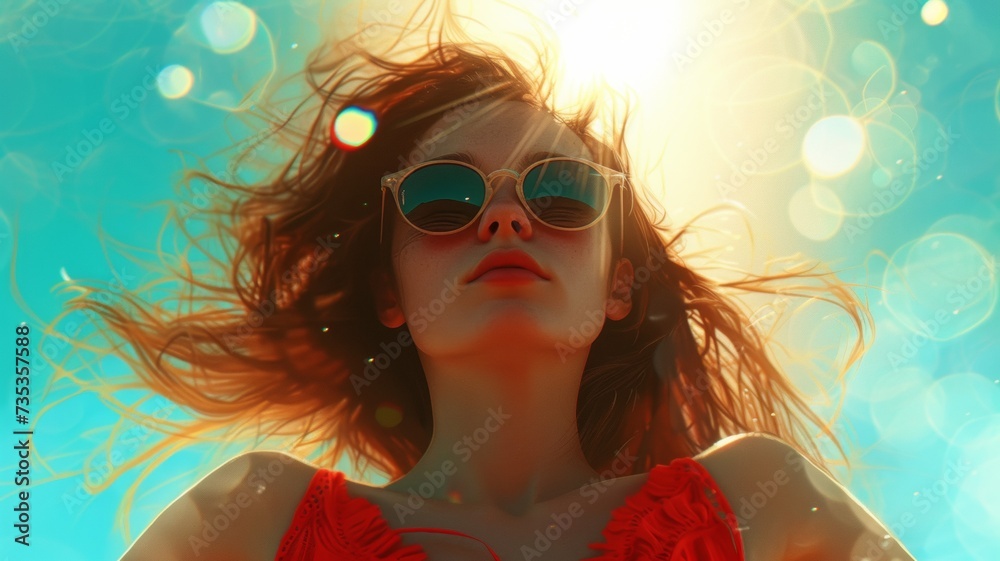 Close up shot of stylish young woman in sunglasses