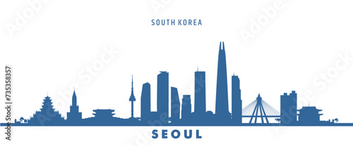 seoul landmarks city silhouette, south korea photo