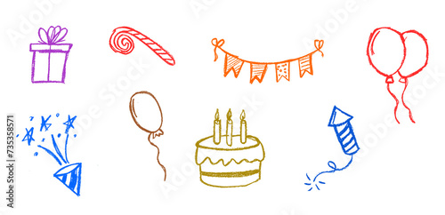 Birthday Party Related Items Crayon Chalk Drawing