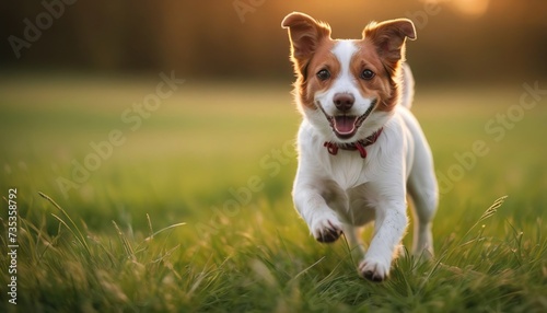 jack russell, dog at dawn, purebred dog in nature, happy dog, beautiful dog photo