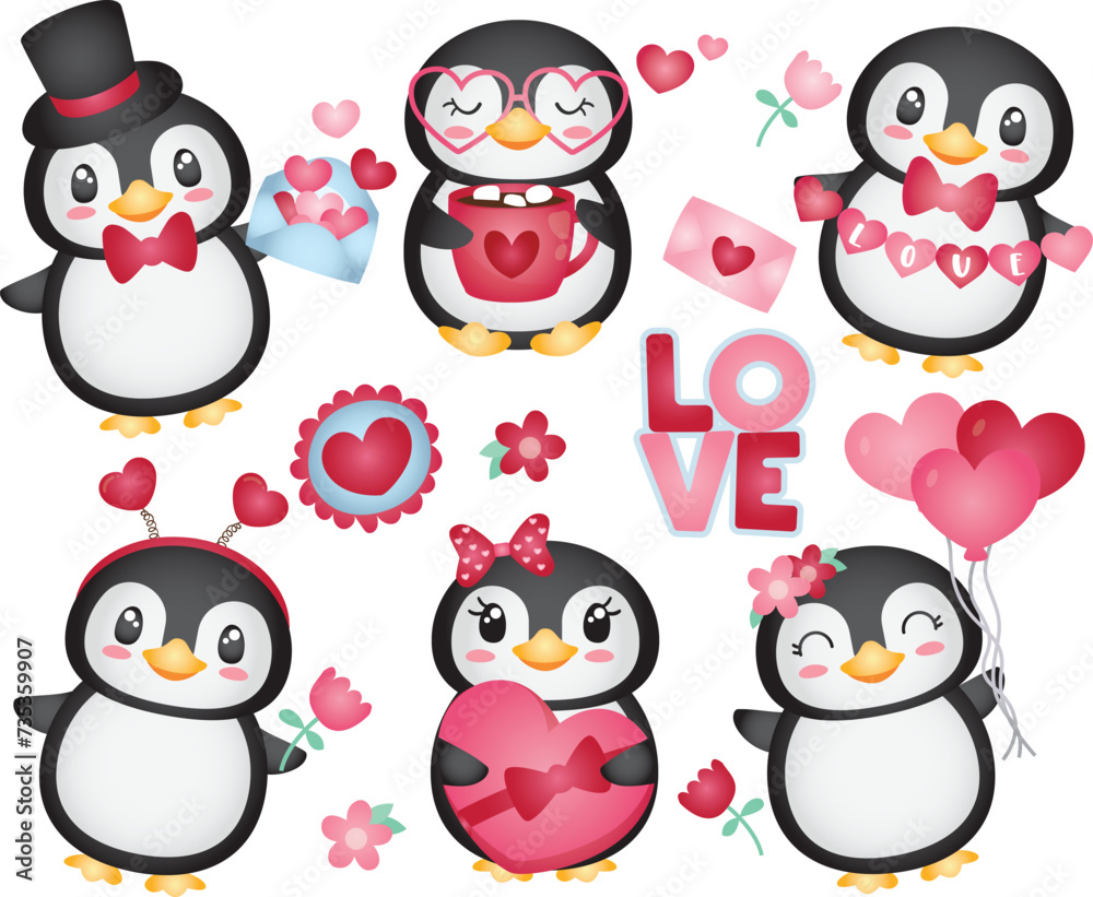 Valentines Day Penguins Valentines Day Penguins