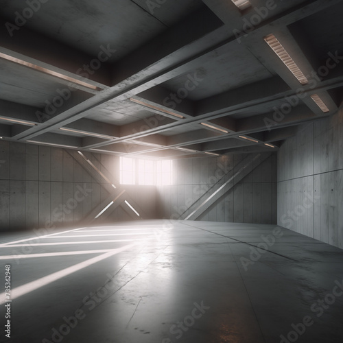 Sleek and Modern Concrete Room with Minimalist Design and Industrial Aesthetic Generative AI