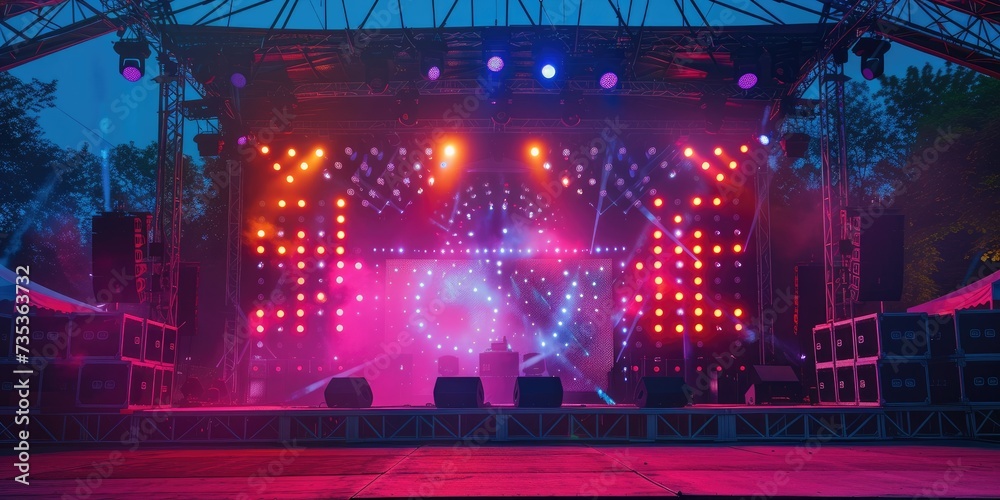 Colorful Stage Lighting at Music Festival