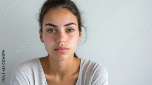 Authentic Portrait of a Thoughtful Young Woman with Natural Freckles