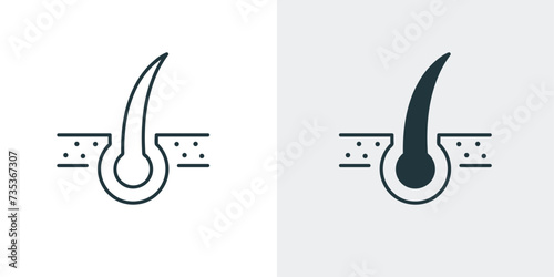 Hair follicle line and solid icon vector. Follicle, hair, root, shampoo, Hair bulb follicle, shampoo treatment, dandruff icons illustration