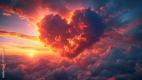 Dreamy Heart-Shaped Cloud Lit by the Sun