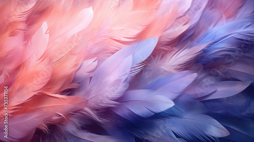 The softness of feather textures, vibrant colors and creative arrangements for a contemporary and artistic background Ai Generative