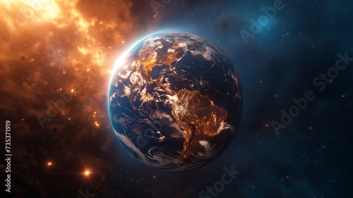 Fototapeta Naklejka Na Ścianę i Meble -  Earth viewed from cosmic perspective. Planet, cosmos, space