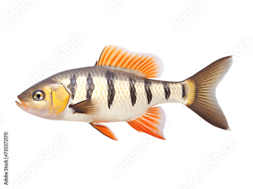 Tiger Barb fish on white background - Generative AI