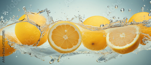 Citrus Burst Super Slow Motion Capture of Lemon Slices Splashing in Water