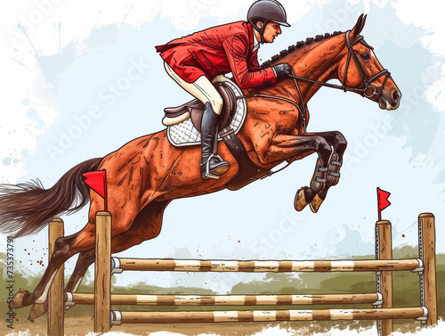 Illustration of a rider at a sporting event