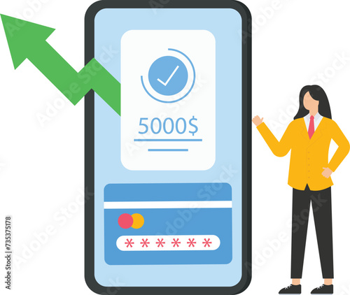 Character saving money in bank accounts and plan for better future concept,

