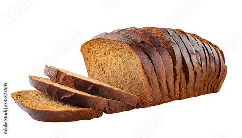 Sliced rye bread isolated on transparent background.