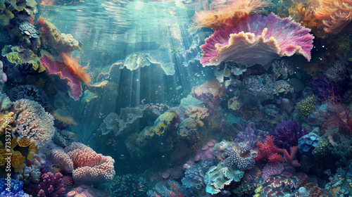 Inspired by the intricate beauty of a coral reef this digital nature background is a mesmerizing combination of organic textures and pixelated graphics bringing the wonders © Justlight