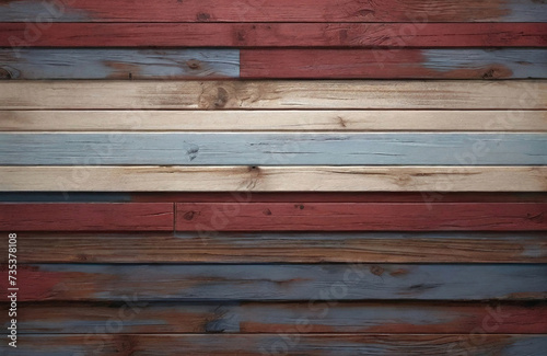 red and white and blue and brown and dark and dirty wood wall wooden plank board texture background 