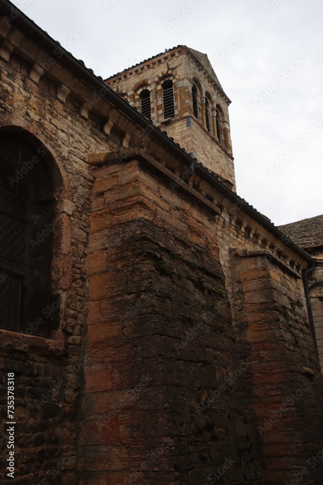 Old wall of Sainte Madeleine church in Tournus, France 
