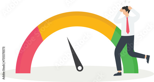 Poor performance employee, bad rating evaluation, credit score, assessment, performance review, failure worker or credit score concept,