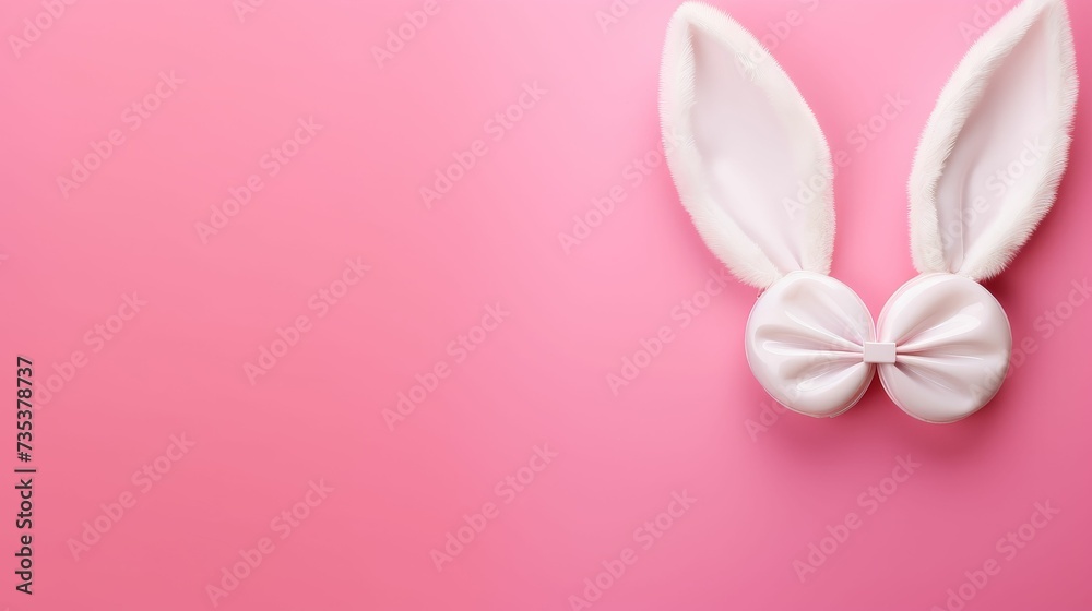 A Pair of White Bunny Ears on a Pink Background