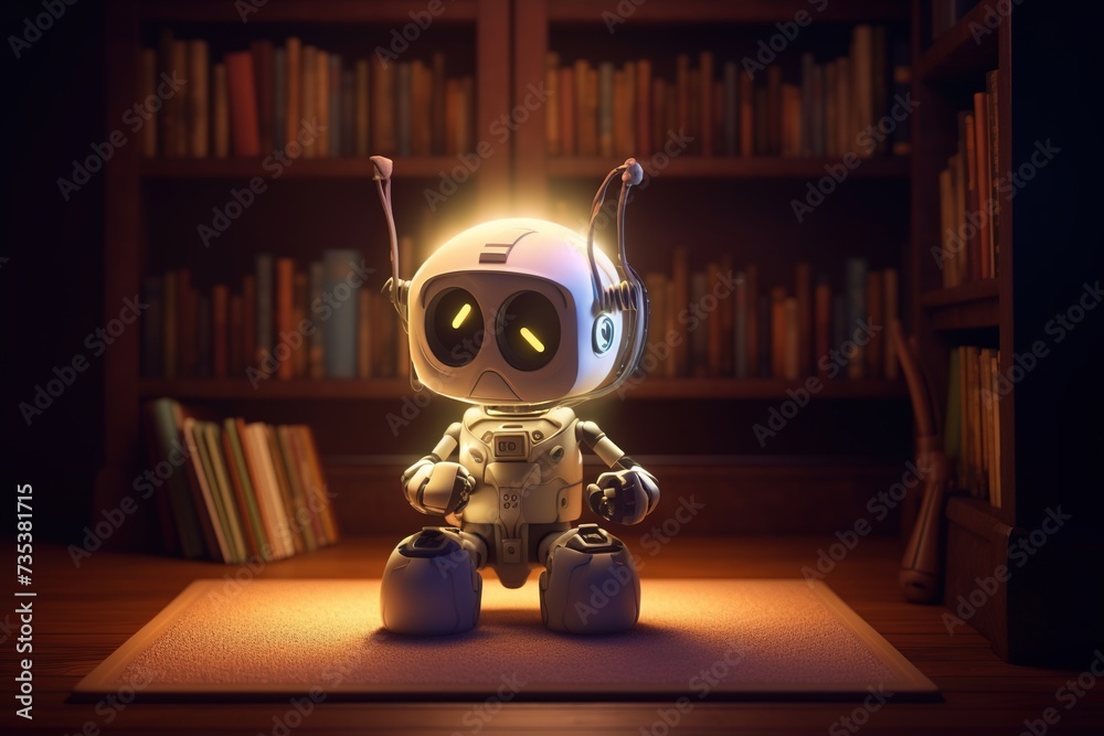 Fototapeta premium books and little android 
