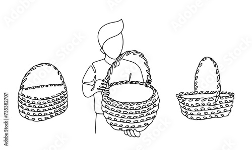 Vine weaving. Basket. Vine. Manual work