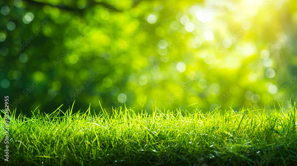 Green grass and sunlight banner background. Spring and summer themes Green grass and sunlight banner background. Spring and summer themes