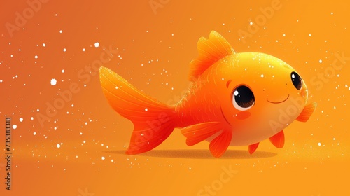 a goldfish with big eyes and a smile on it's face, swimming in a pool of water. photo