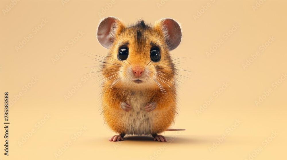 a close up of a small rodent on a beige background with one eye open and one eye wide open. a close up of a small rodent on a beige background with one eye open and one eye wide open.